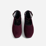 Manu Ballet Flats With Cross Over Ankle Strap Merlot Suede