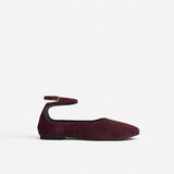 Manu Ballet Flats With Cross Over Ankle Strap Merlot Suede