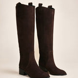 Knee High Riding Boots Deep Brown Suede Side