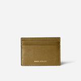 Manu Cardholder Khaki Gold Embossed Front