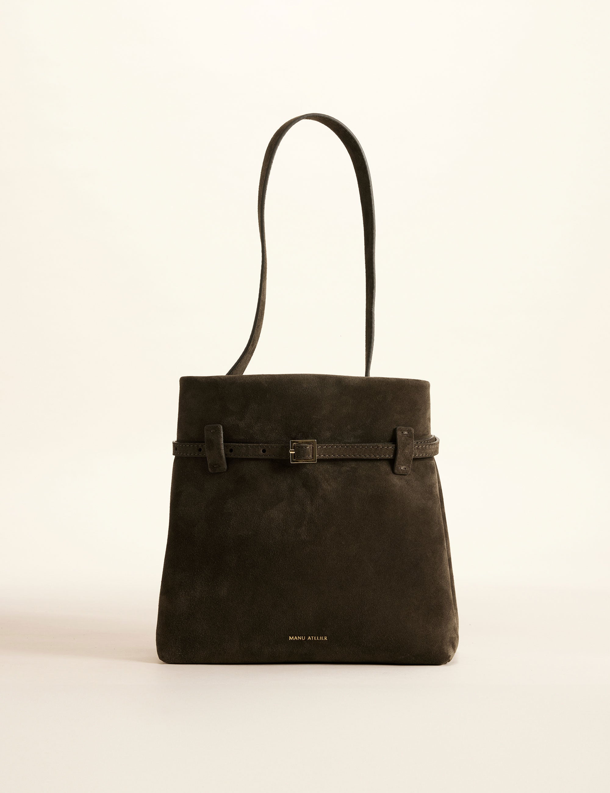 Mini Tote du Jour Tobacco Green Suede Front