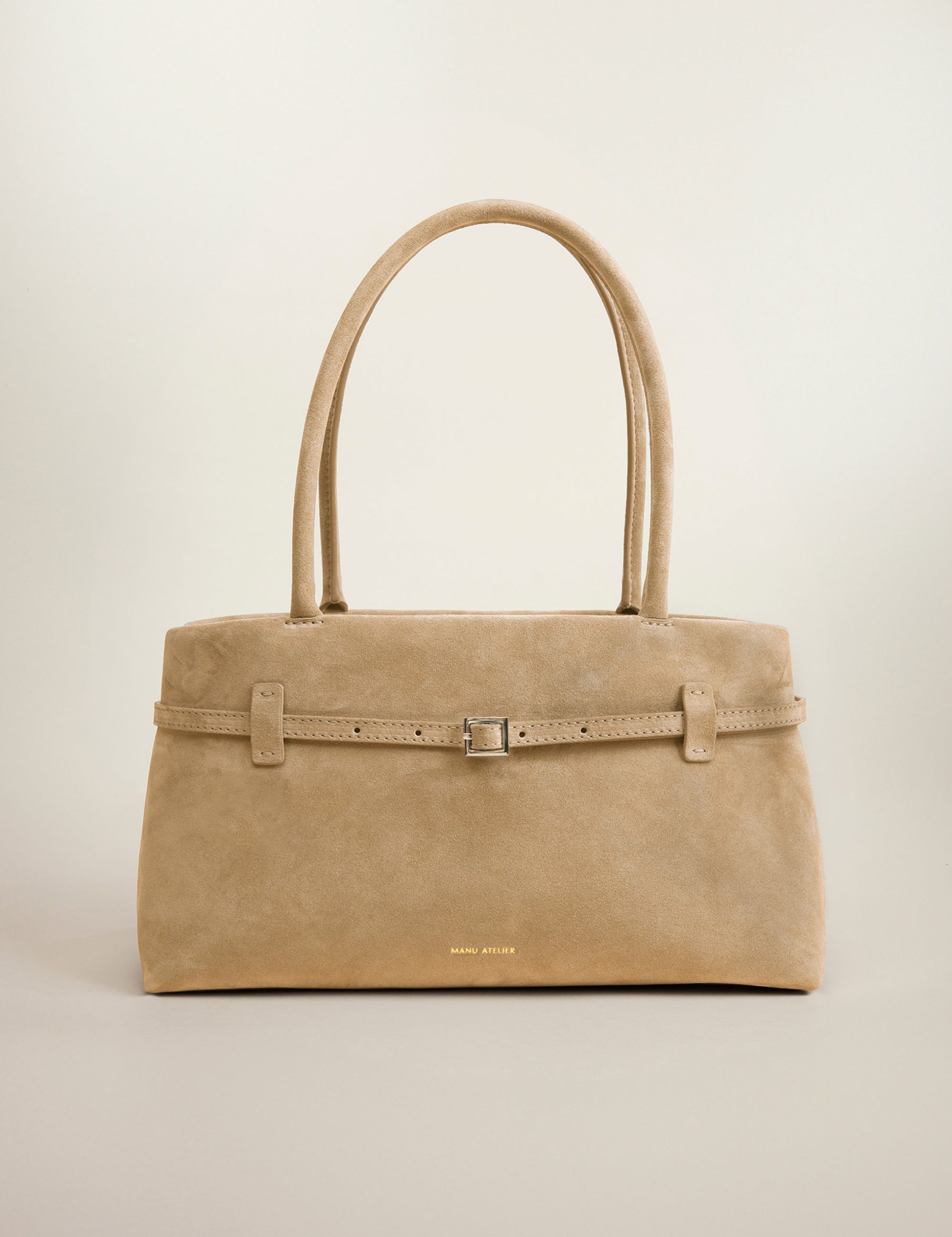 Le Cambon East West Cachemire Suede Butter Yellow Bag Front