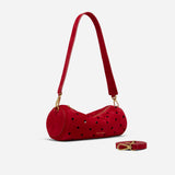 Mini Cylinder Perforated Red Suede