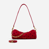 Mini Cylinder Perforated Red Suede