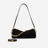 Mini Cylinder Perforated Black Suede