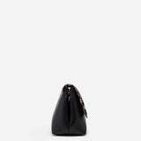 The Fold Bag Black Suede & Snake Embossed