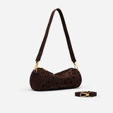 Mini Cylinder Perforated Deep Brown Suede