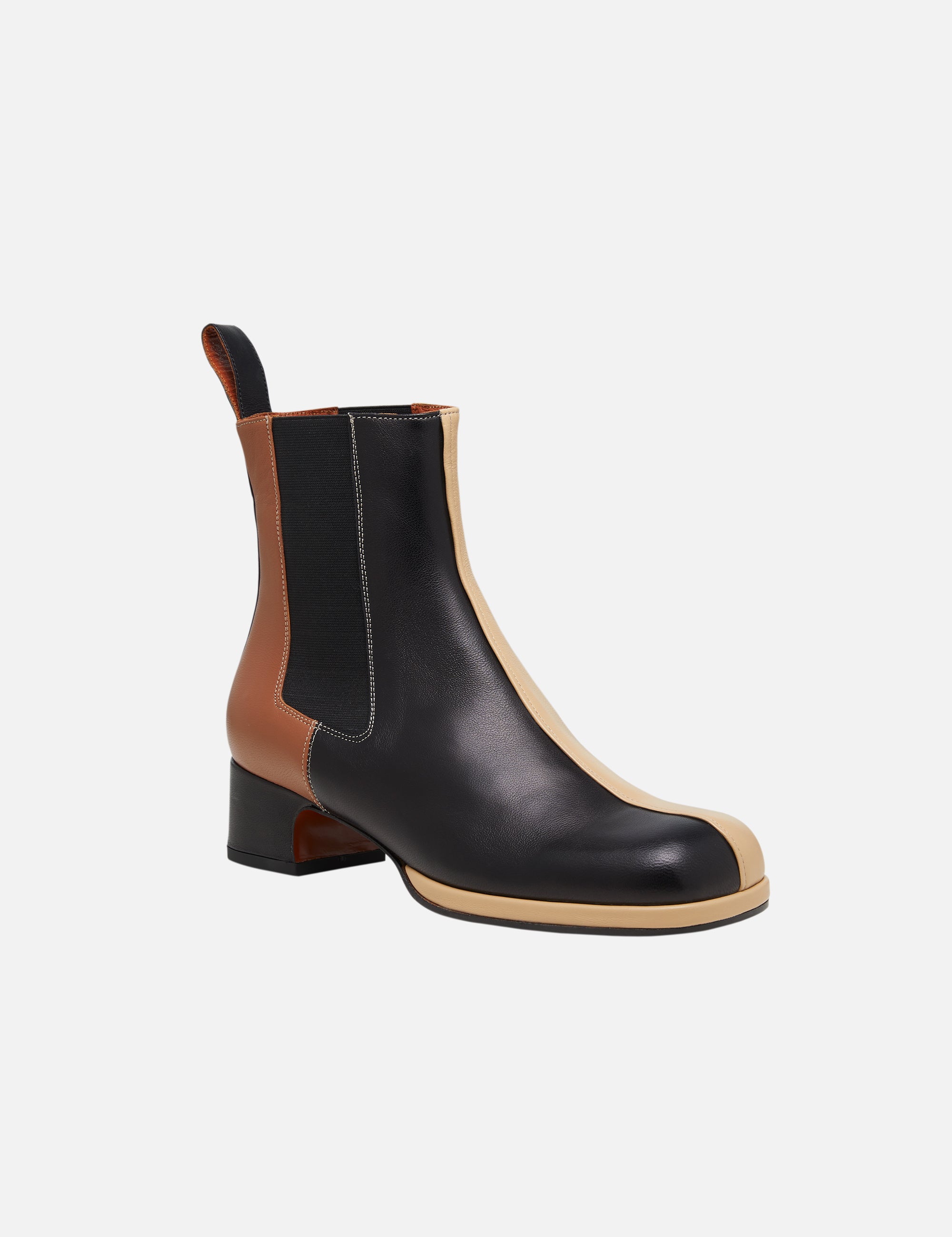 Chelsea Boots Black & Cream & Cognac Soft