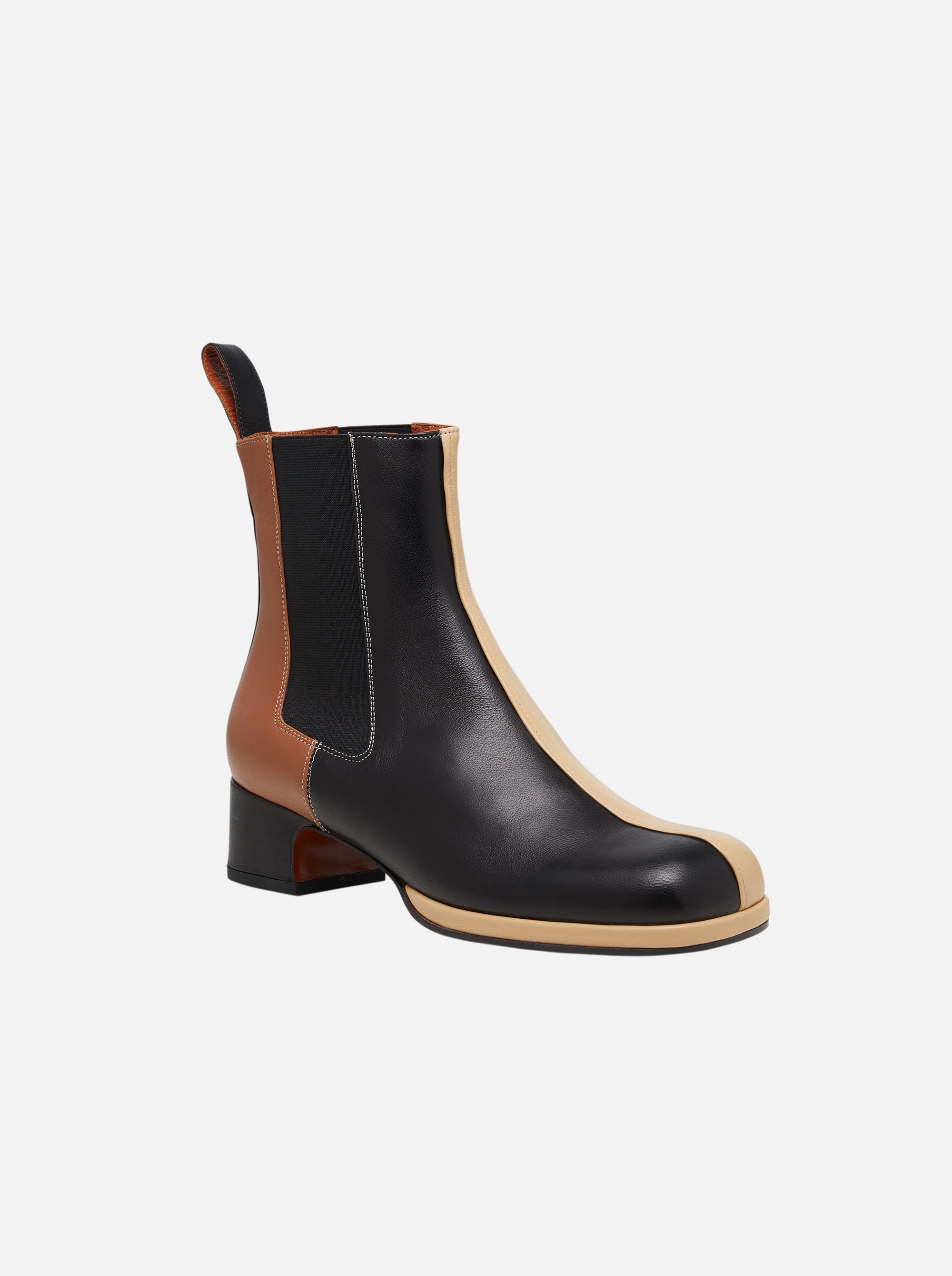 Chelsea Boots Black & Cream & Cognac Soft