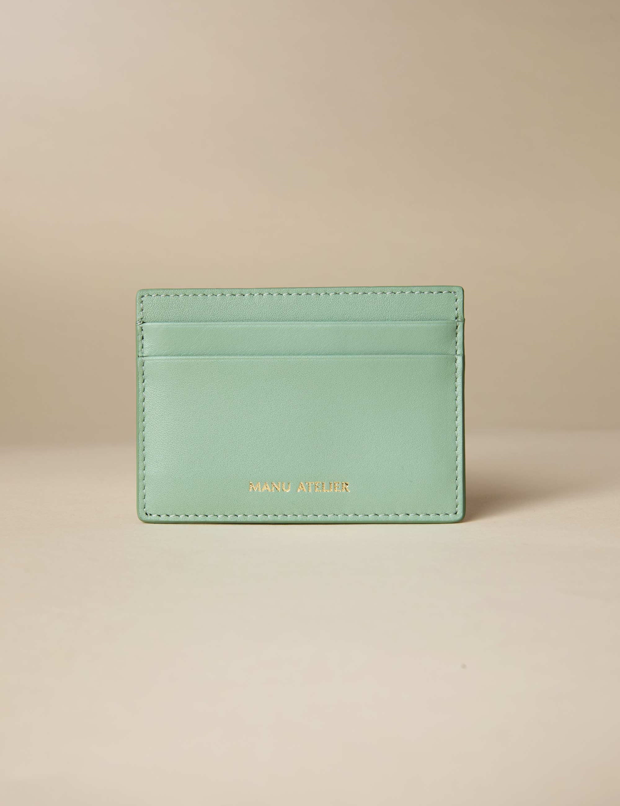 Manu Cardholder Water Green Gold Embossed Soft