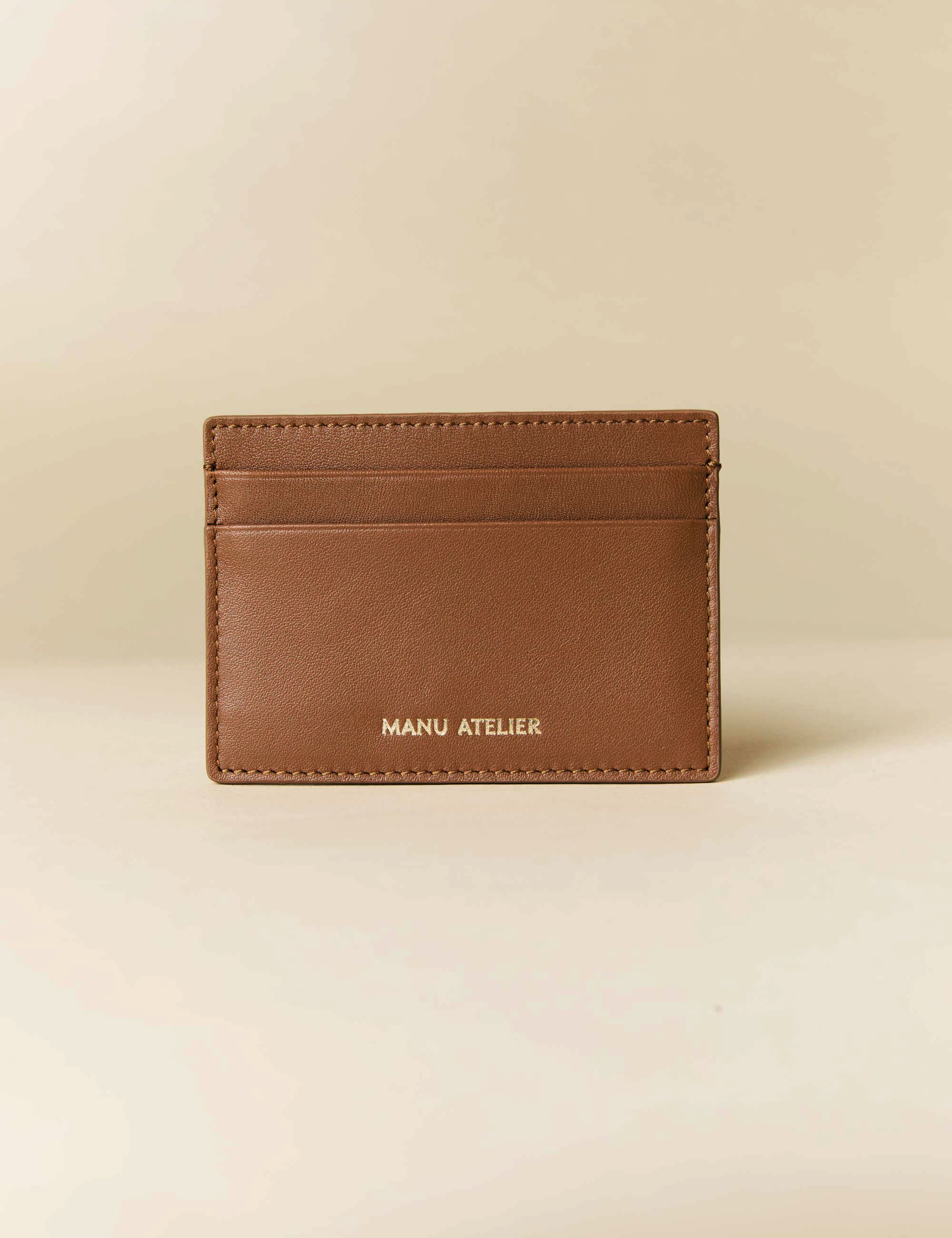 Manu Cardholder Walnut Gold Embossed Soft