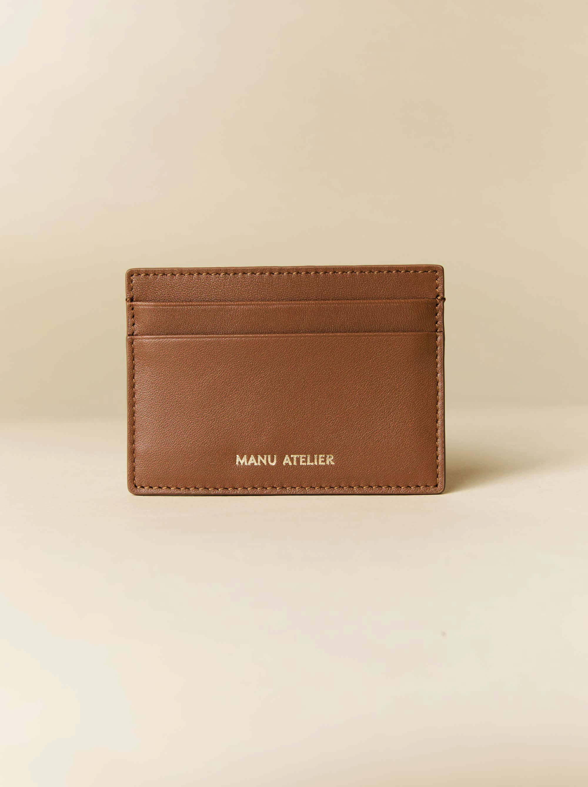 Manu Cardholder Walnut Gold Embossed Soft