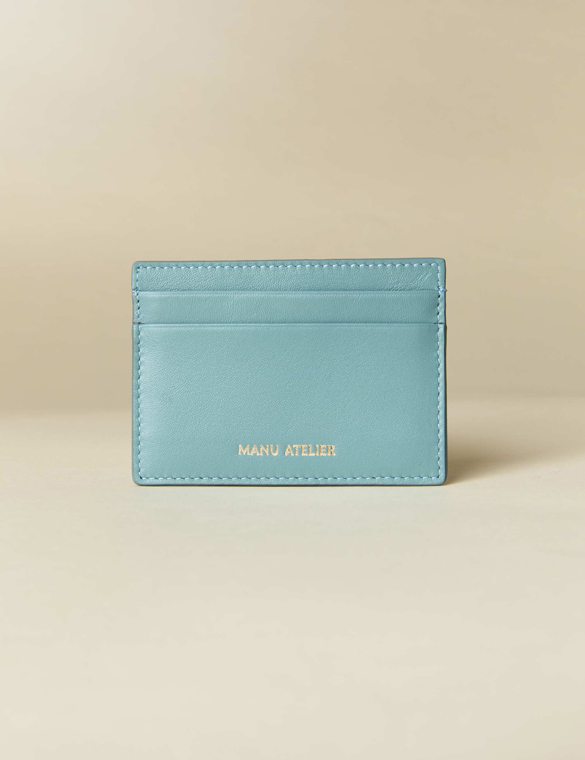 Manu Cardholder Stone Blue Gold Embossed Soft