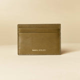 Manu Cardholder Khaki Gold Embossed