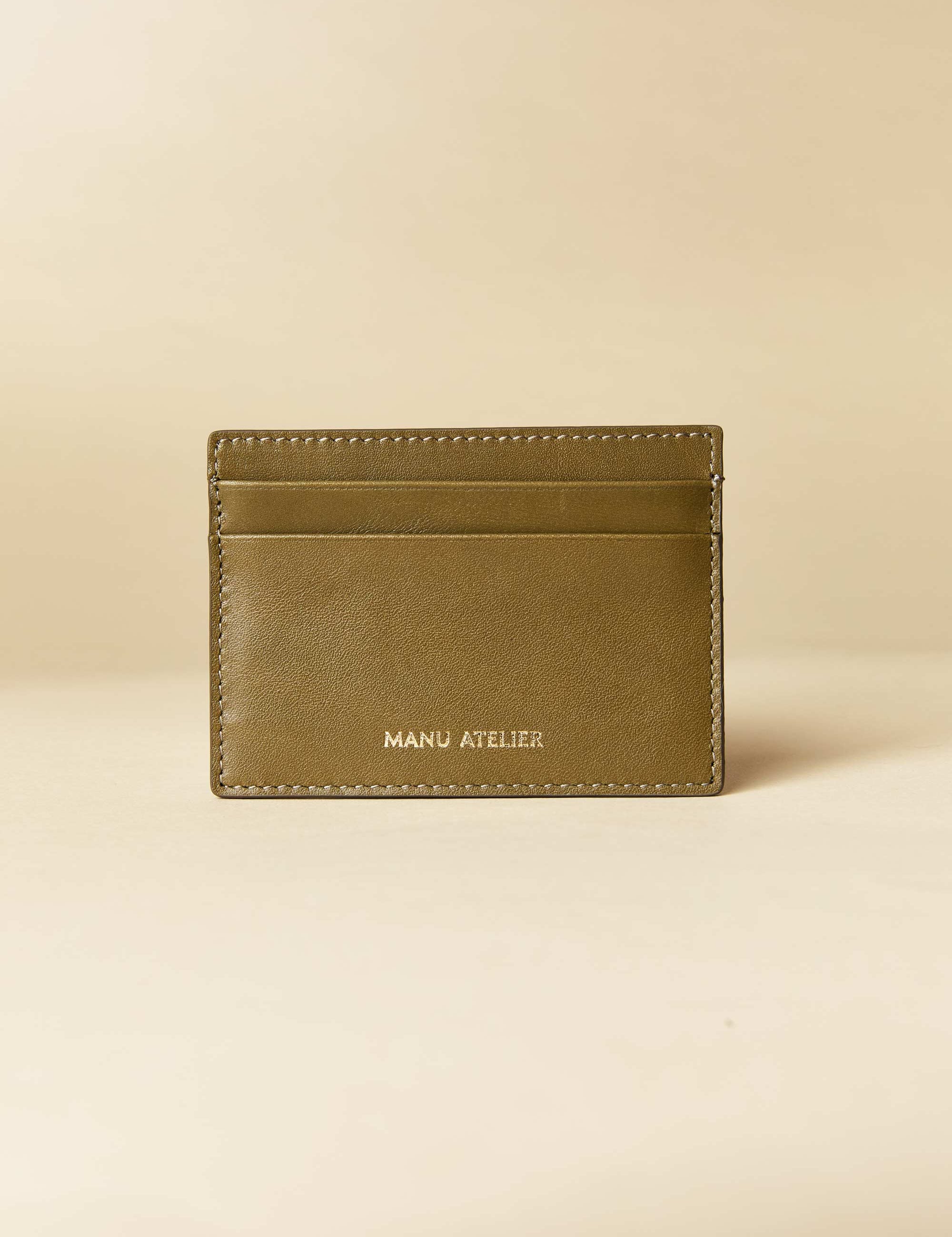 Manu Cardholder Khaki Gold Embossed