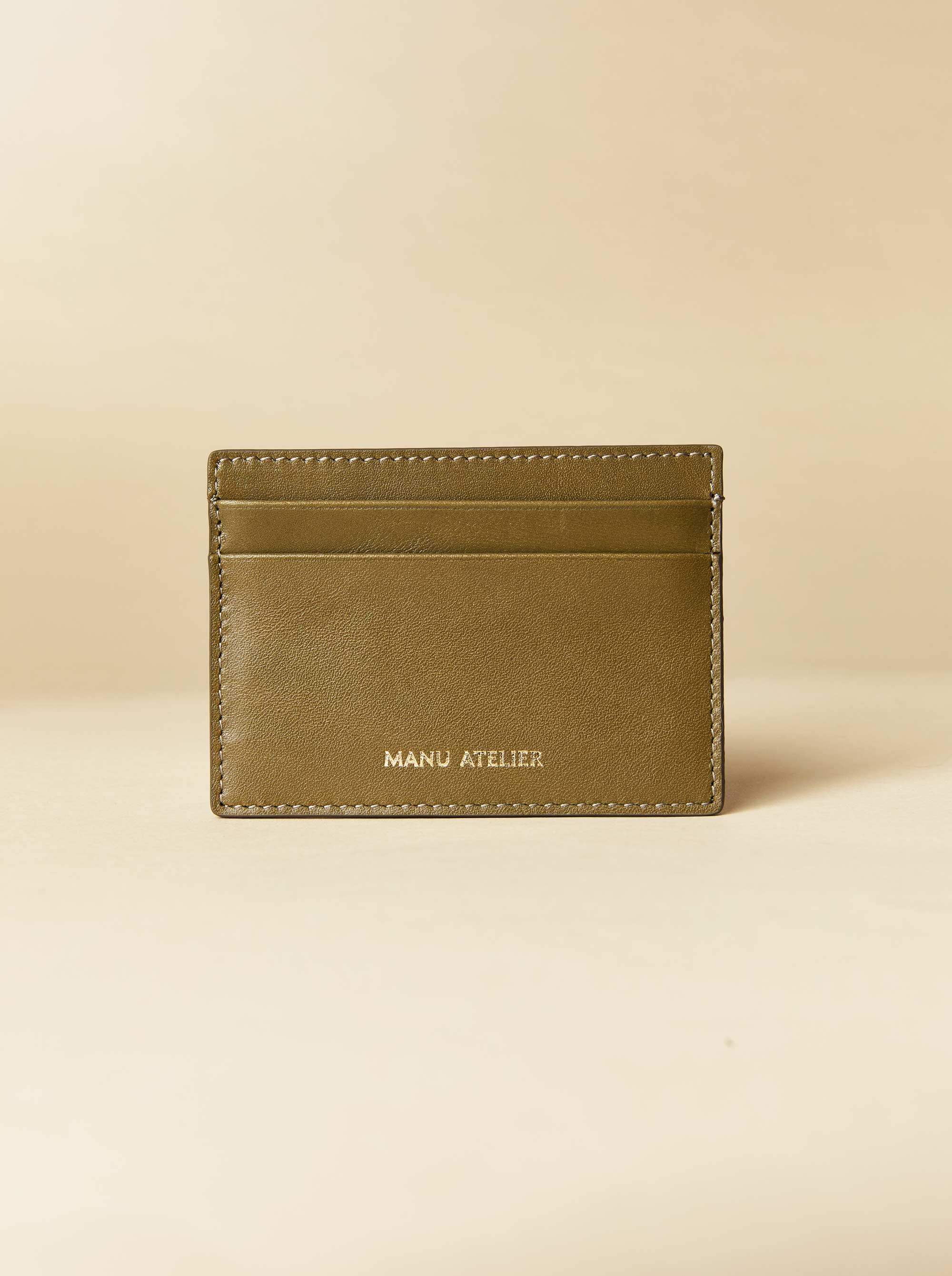 Manu Cardholder Khaki Gold Embossed