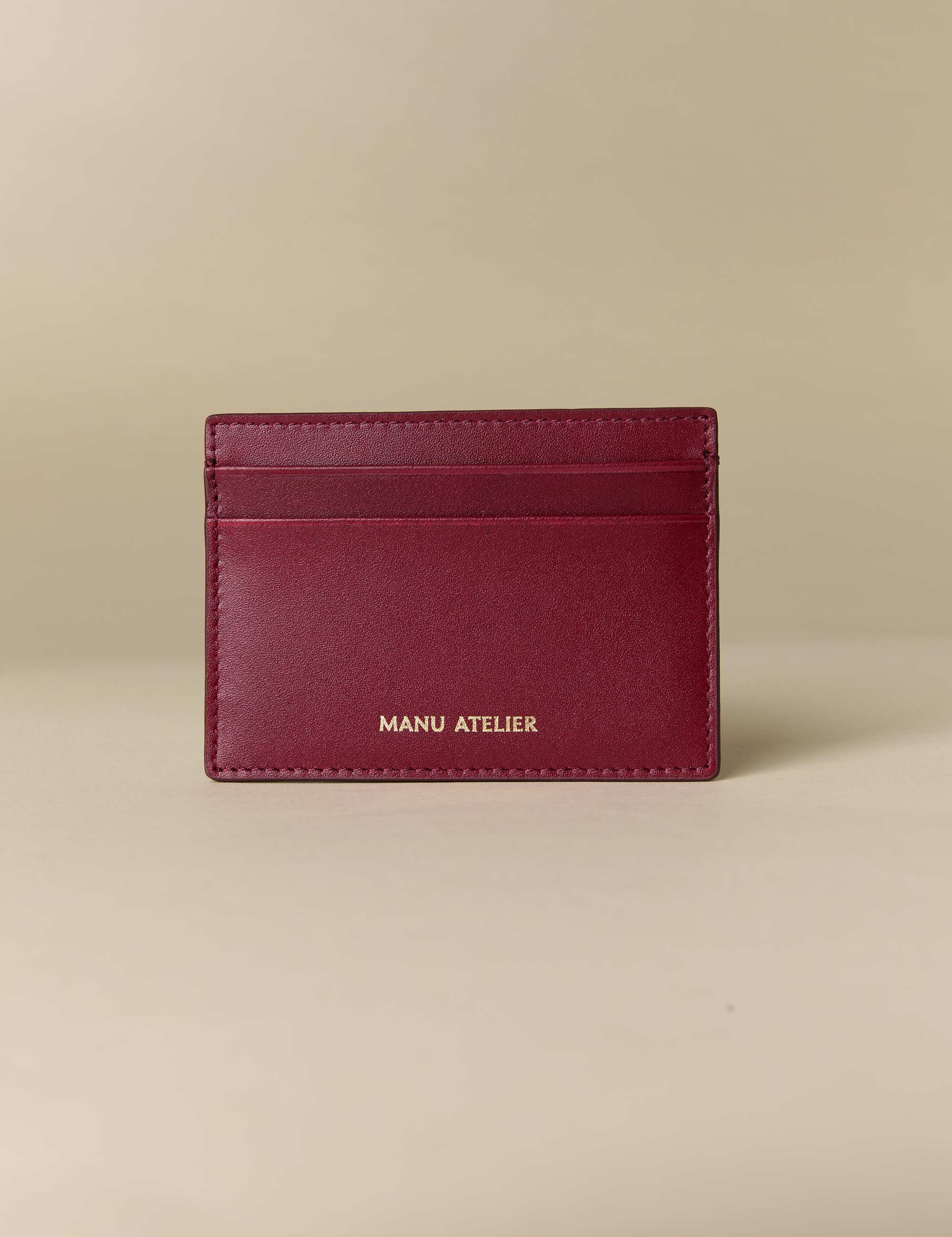 Manu Cardholder Dark Red Gold Embossed Soft 