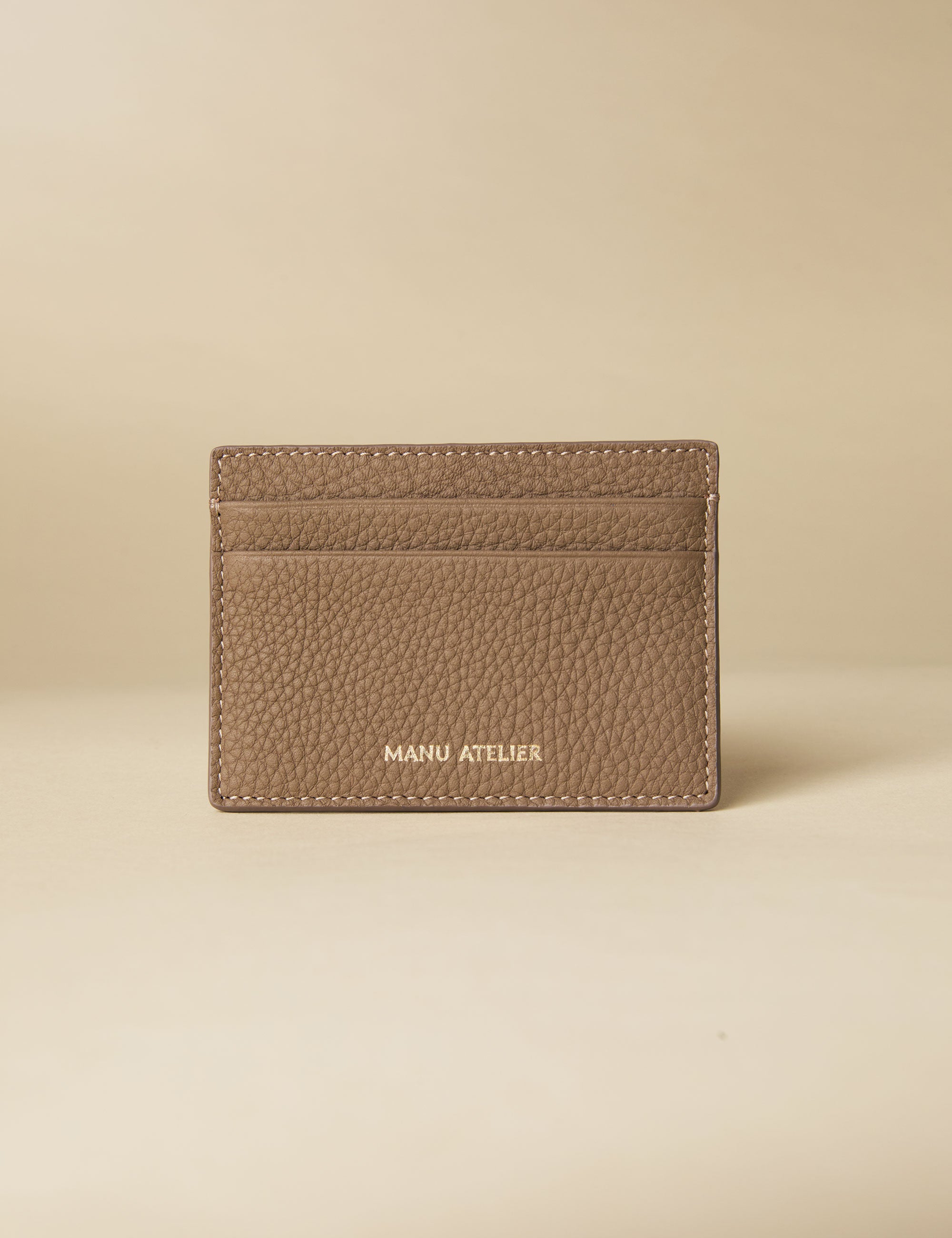 Manu Cardholder Etoupe Gold Embossed