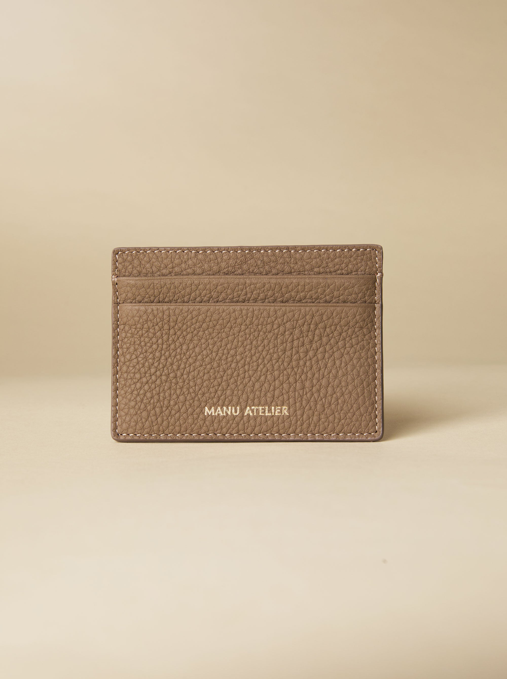 Manu Cardholder Etoupe Gold Embossed