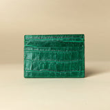 Manu Cardholder Emerald Green Croc Embossed Back