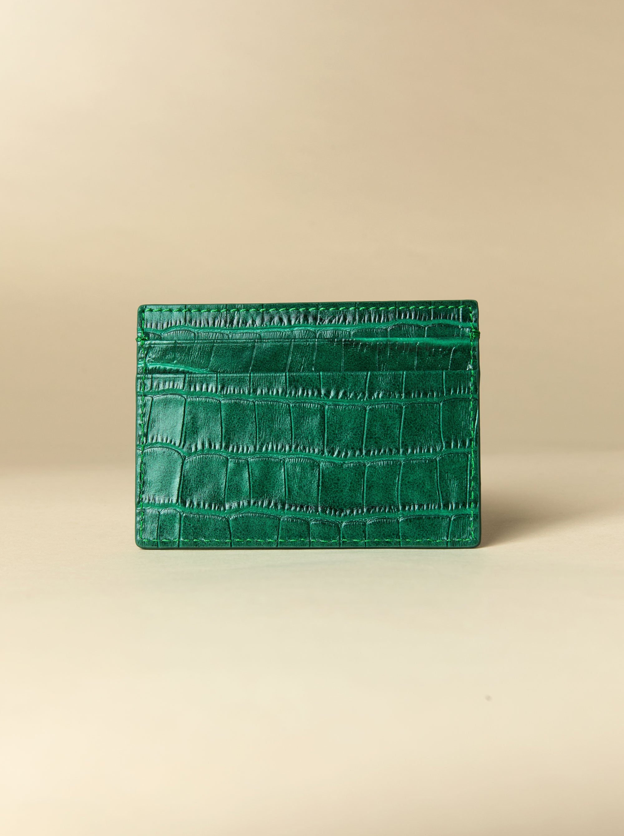 Manu Cardholder Emerald Green Croc Embossed Back