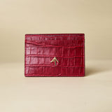 Manu Cardholder Dark Red Croc