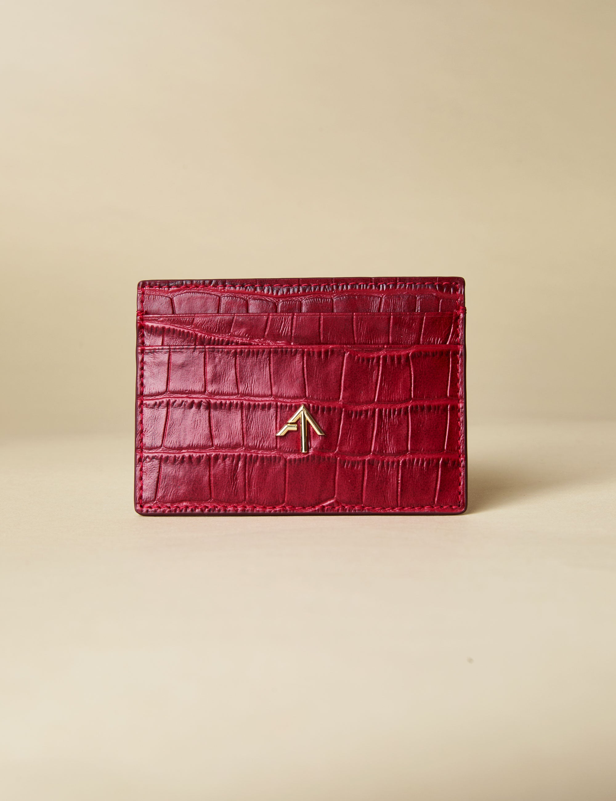 Manu Cardholder Dark Red Croc