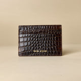 Manu Cardholder Brown Croc Embossed