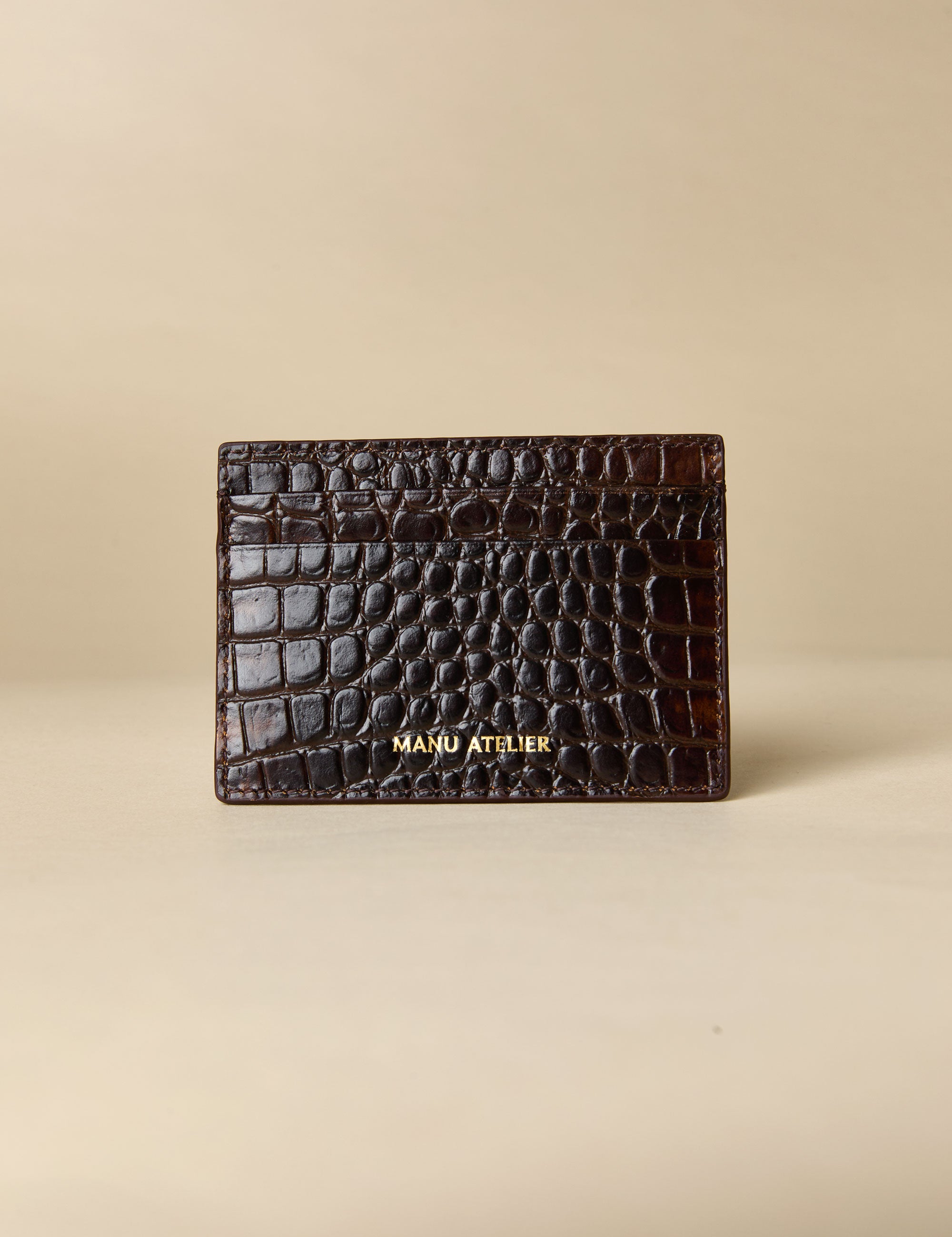 Manu Cardholder Brown Croc Embossed