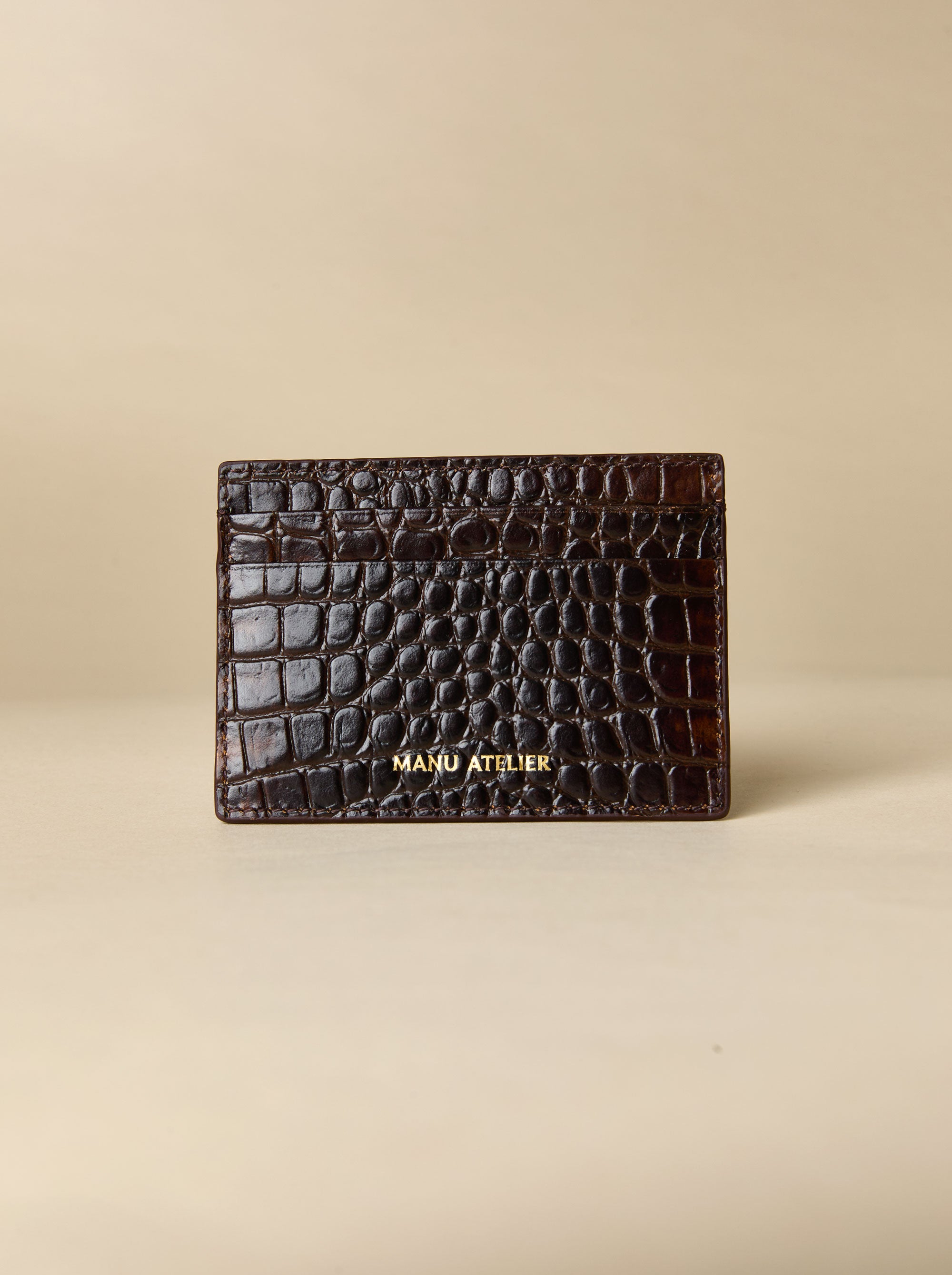 Manu Cardholder Brown Croc Embossed