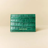 Manu Cardholder Emerald Green Croc Embossed