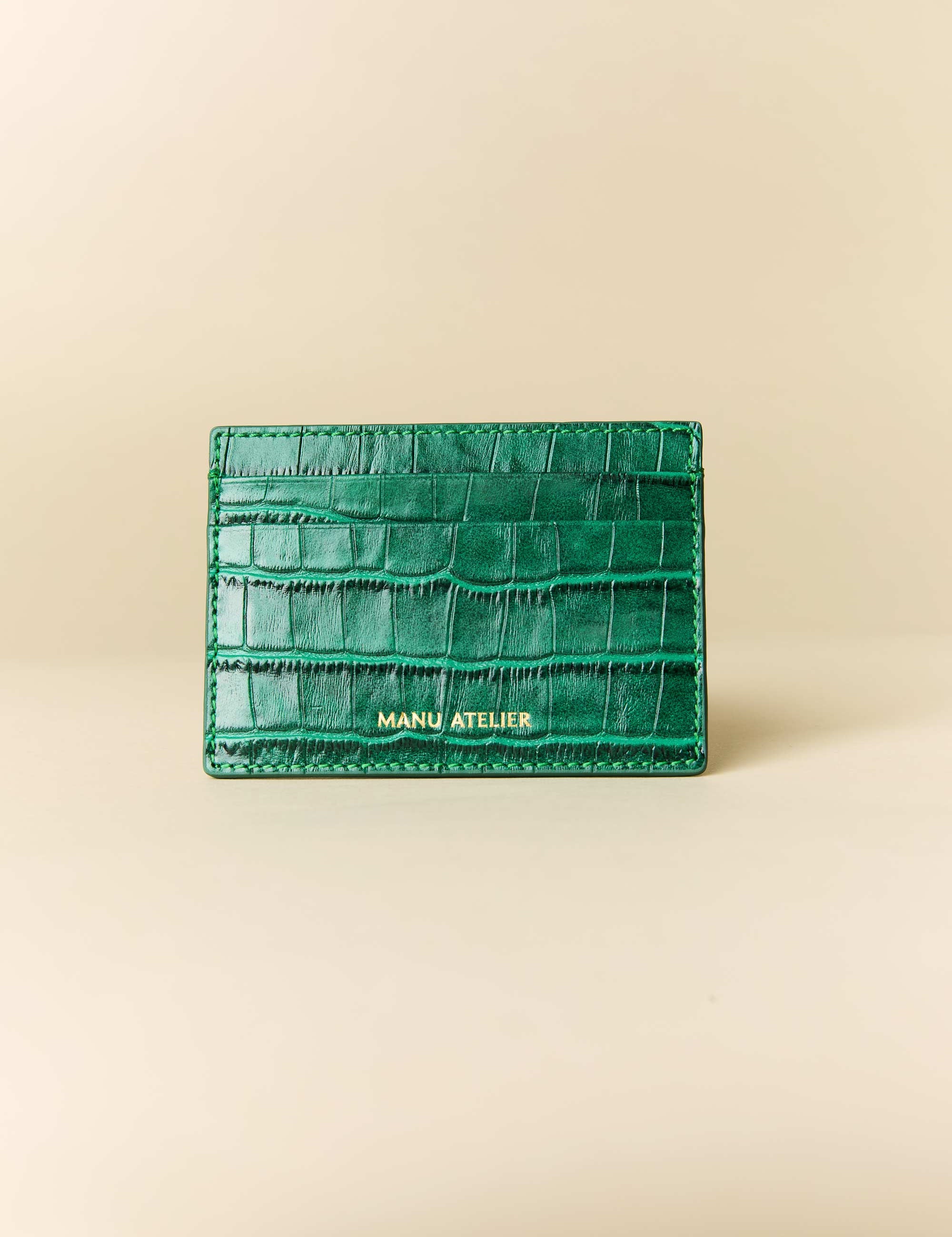 Manu Cardholder Emerald Green Croc Embossed