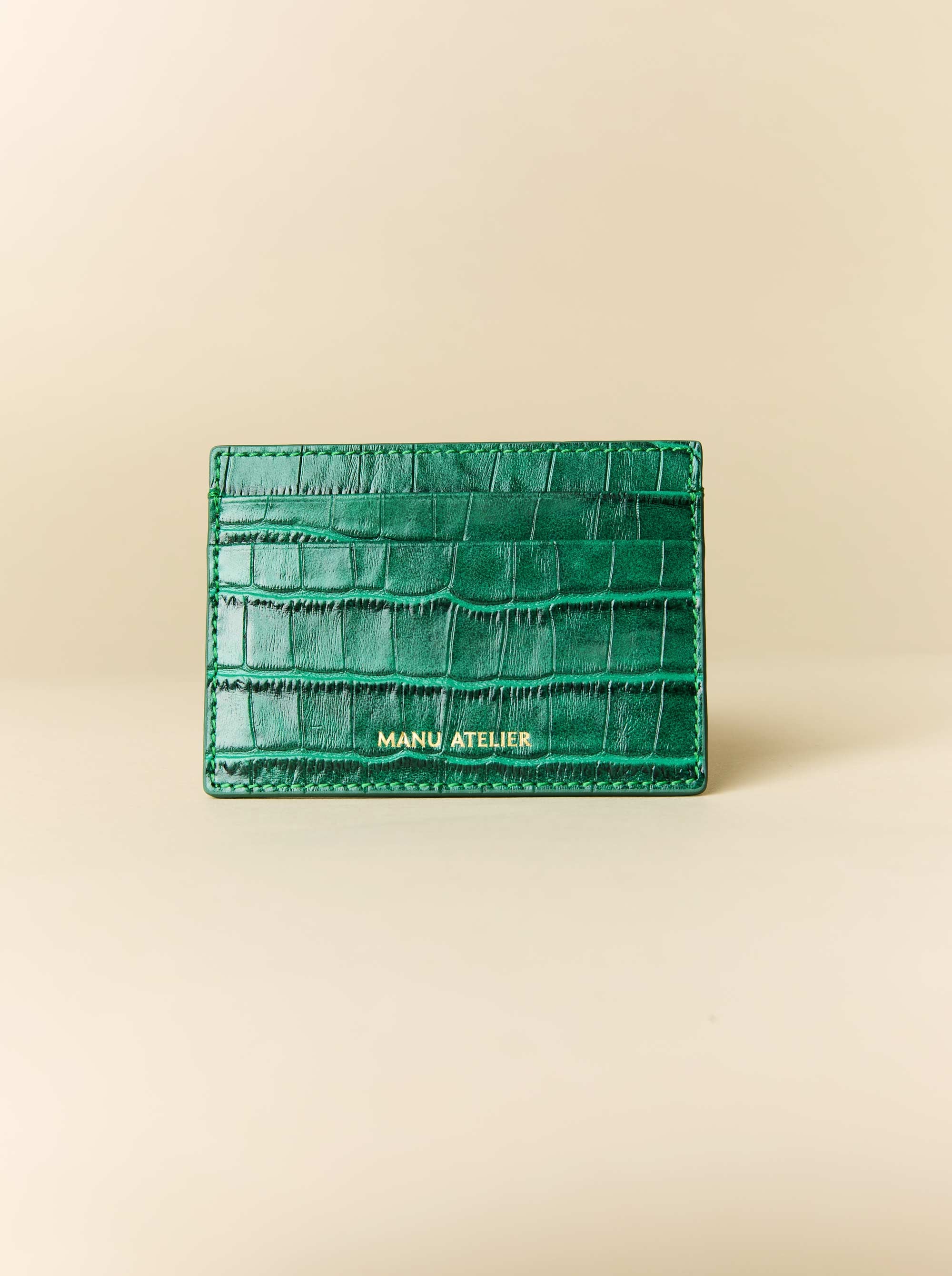 Manu Cardholder Emerald Green Croc Embossed