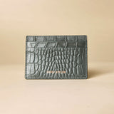 Manu Cardholder Grey Croc Embossed