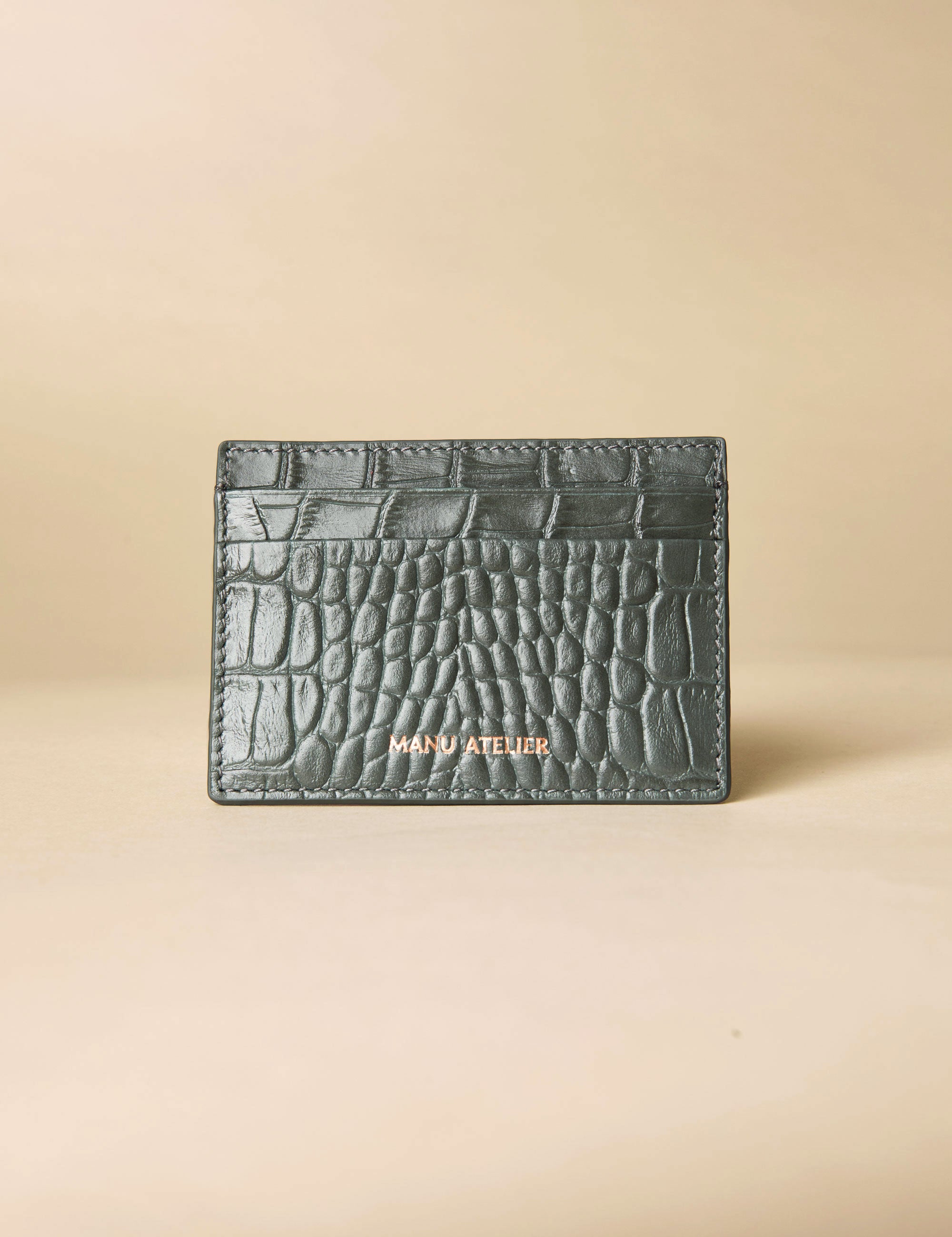 Manu Cardholder Grey Croc Embossed