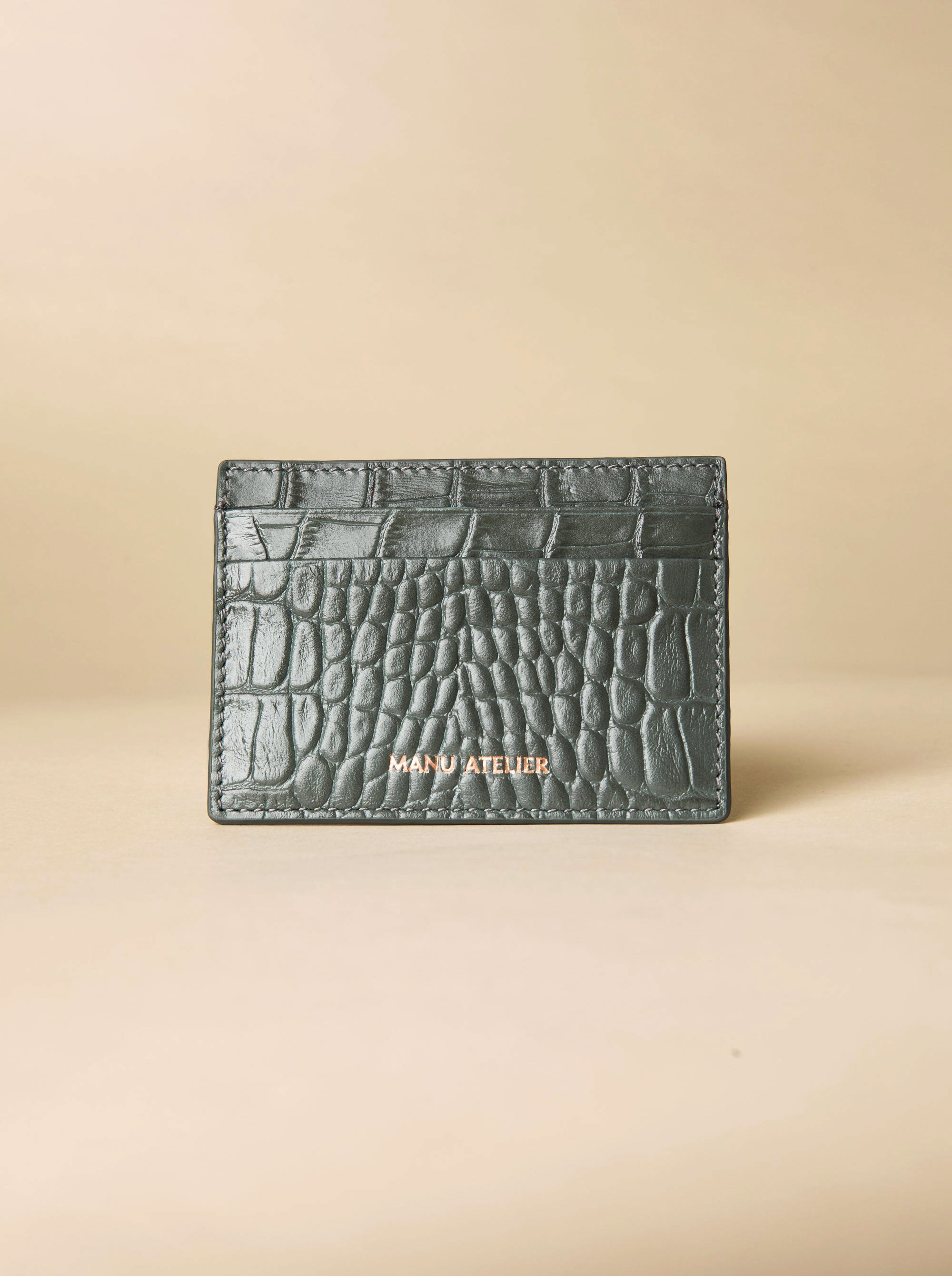 Manu Cardholder Grey Croc Embossed