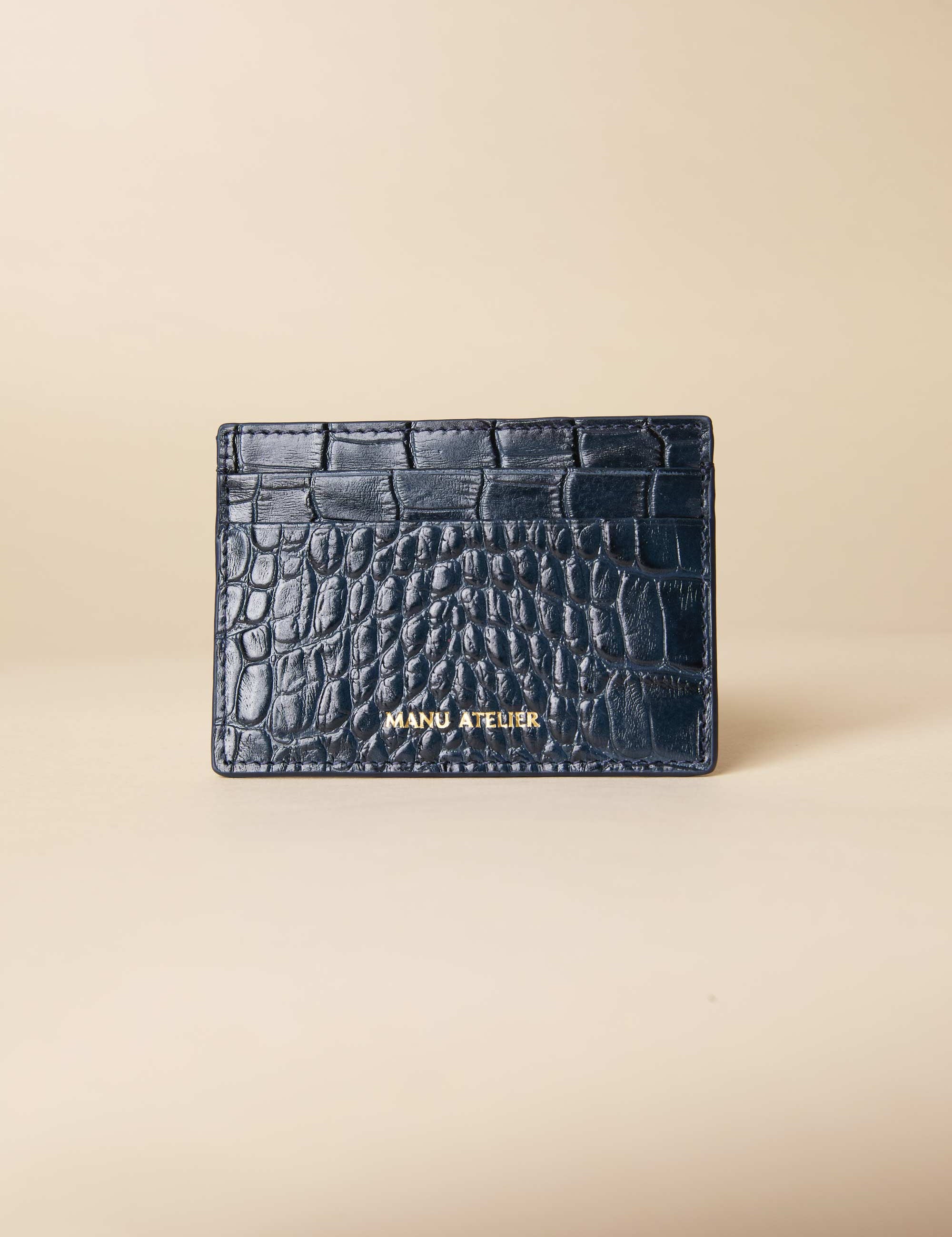 Manu Cardholder Navy Croc Embossed