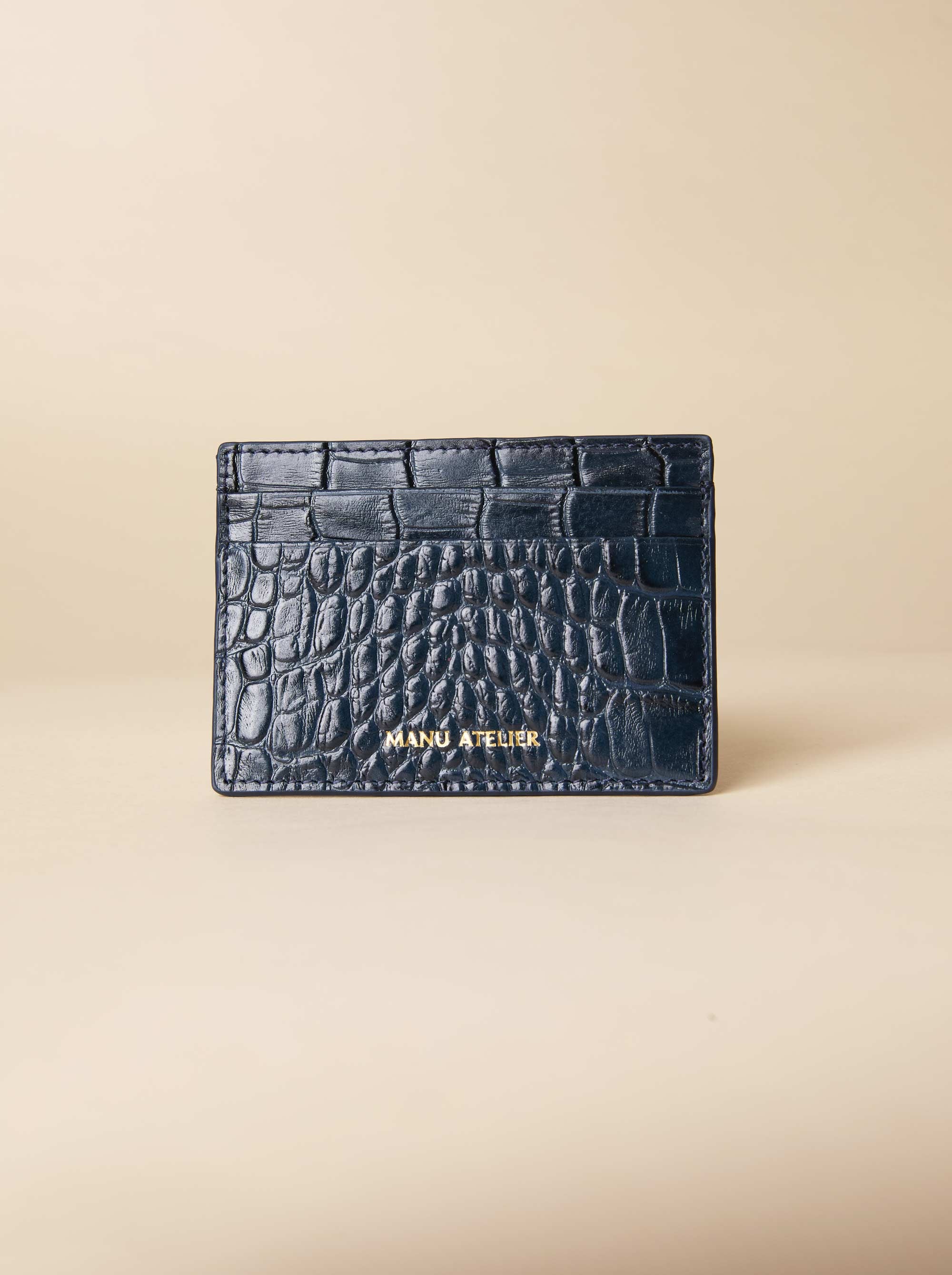 Manu Cardholder Navy Croc Embossed