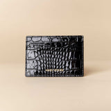 Manu Cardholder Black Croc Embossed