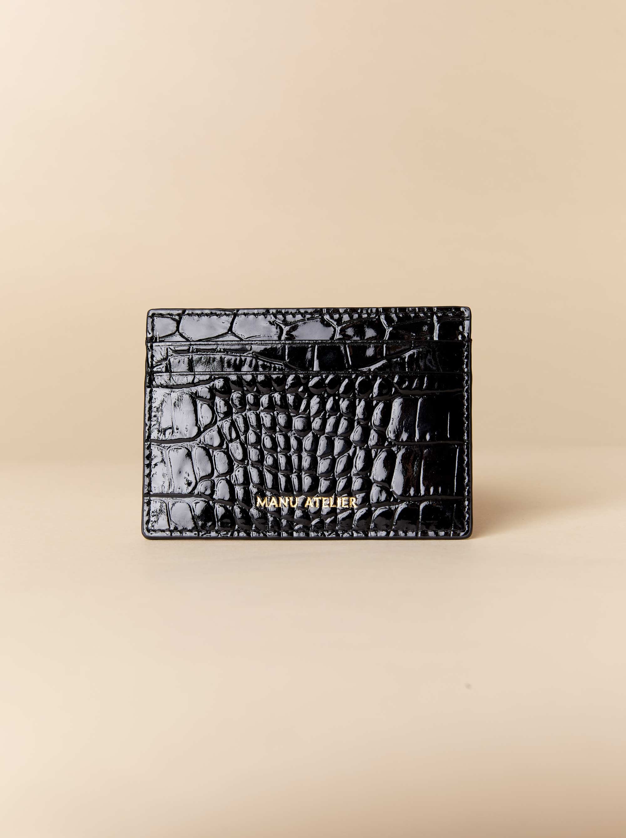 Manu Cardholder Black Croc Embossed