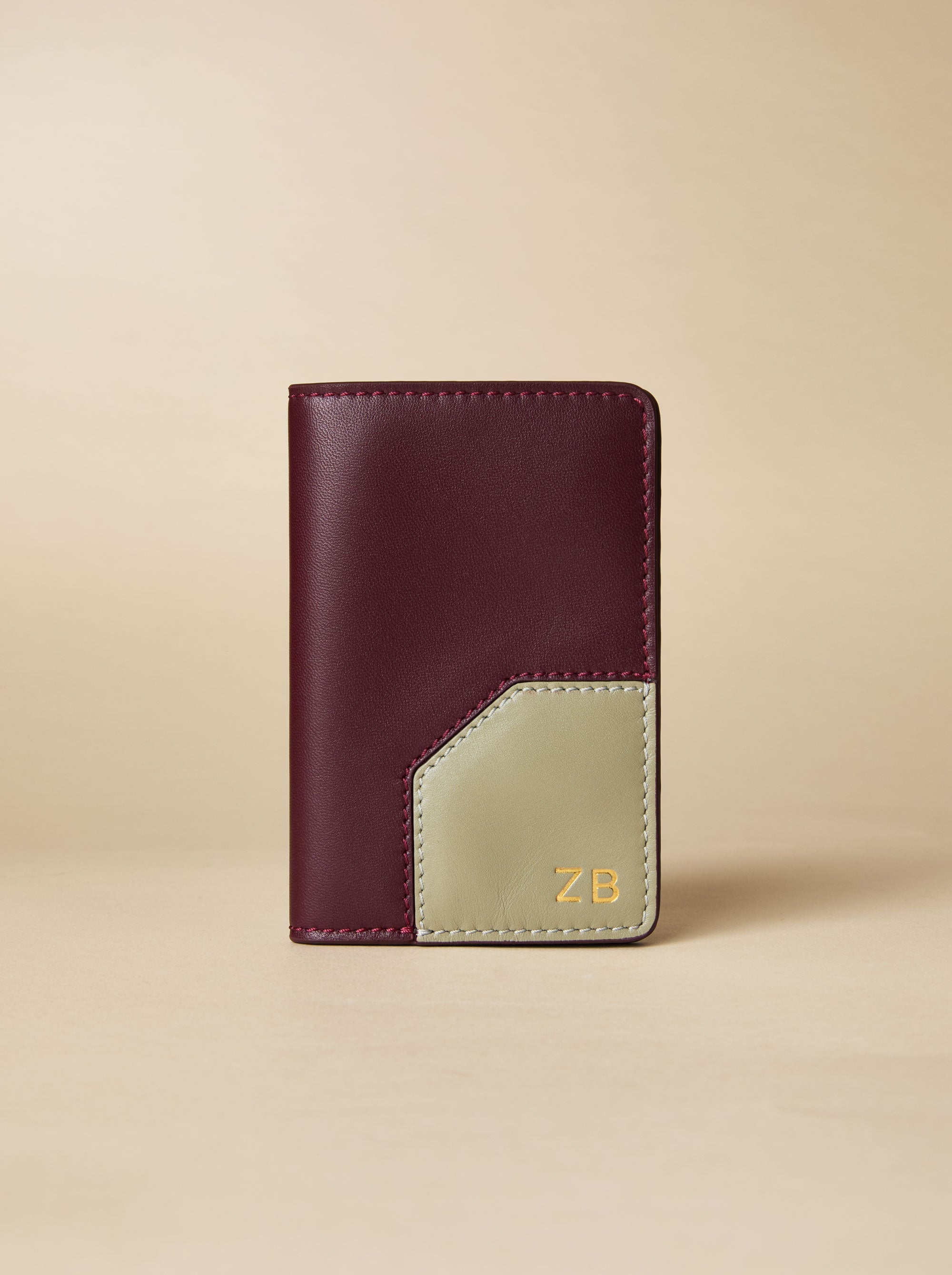 Manu Passport Case Merlot & Sage Soft Details