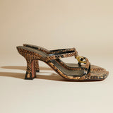 Joy Sandals Brown Snake Embossed Side