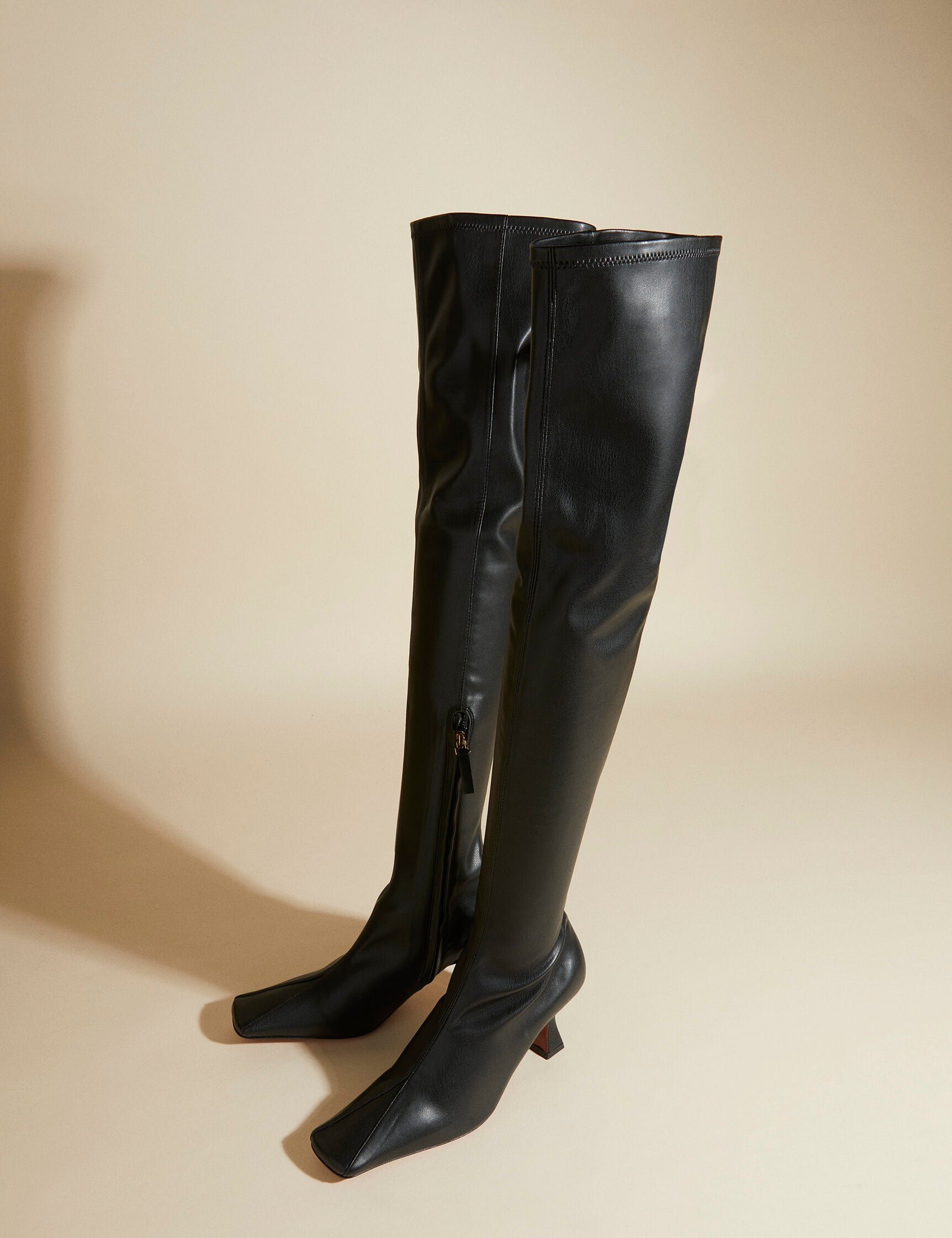 Over Knee High Duck Boots Black Soft