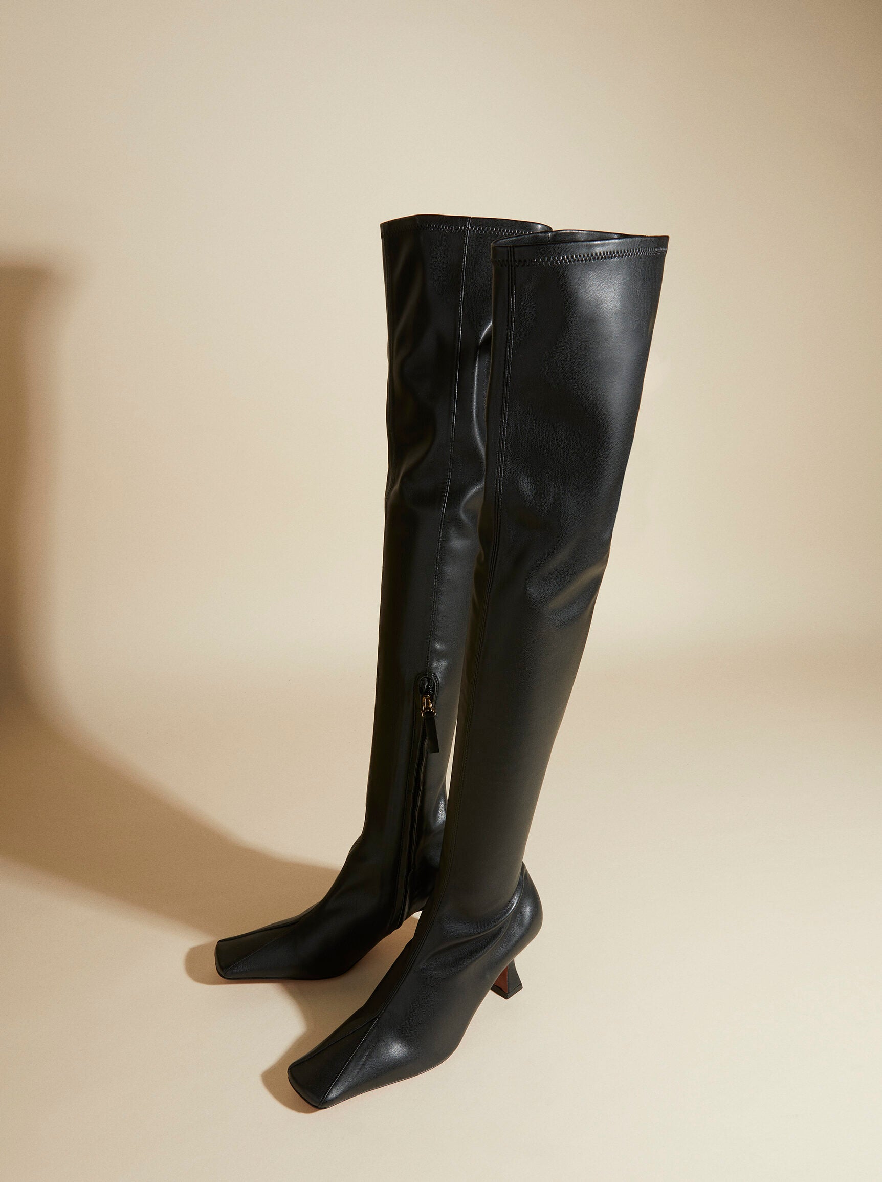 Over Knee High Duck Boots Black Soft