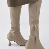 Over Knee High Duck Boots Light Grey on model
