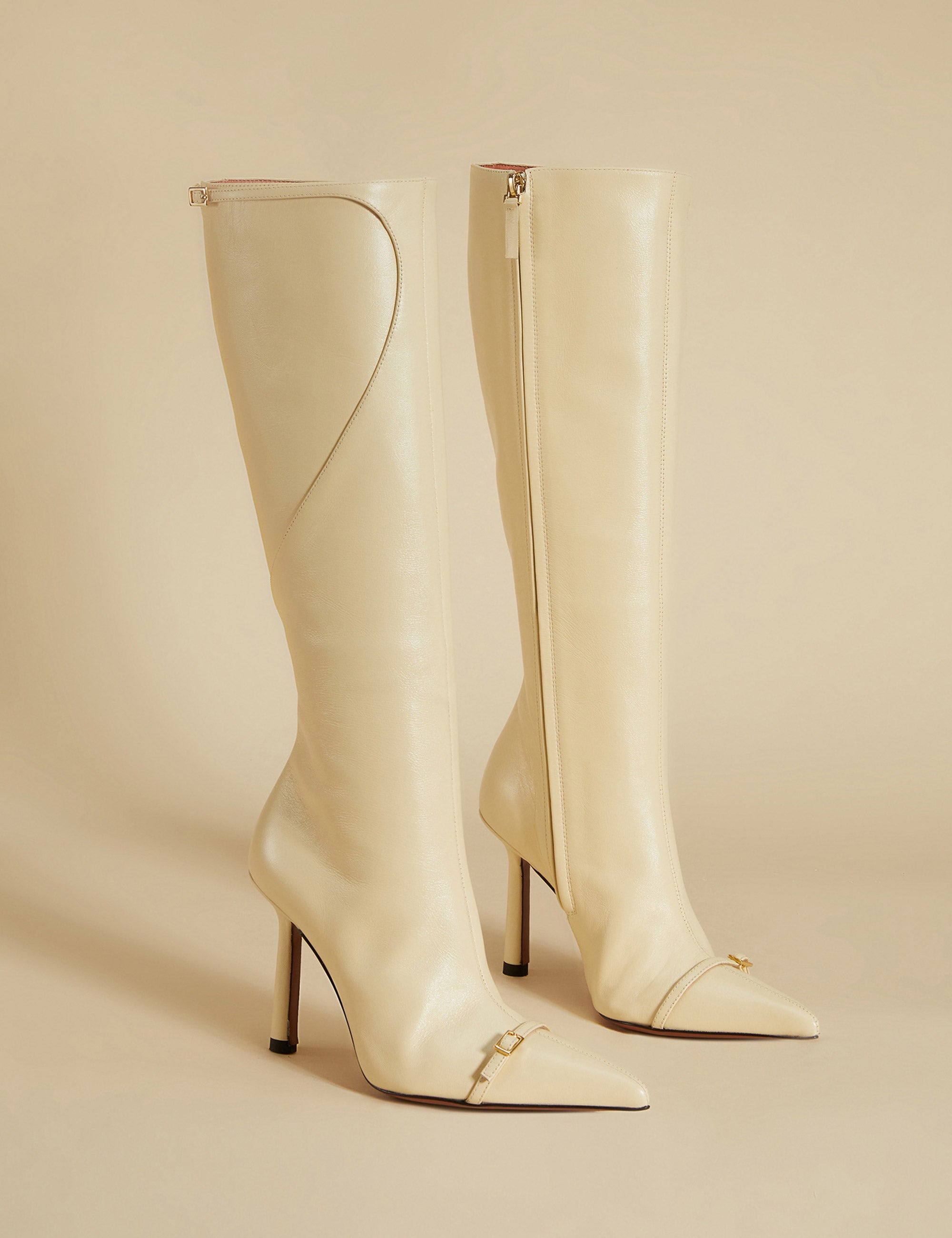 Knee High Pointy Toe Boots Vanilla