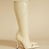 Knee High Pointy Toe Boots Vanilla Side