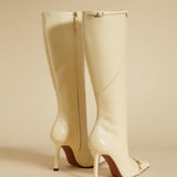 Knee High Pointy Toe Boots Vanilla Back